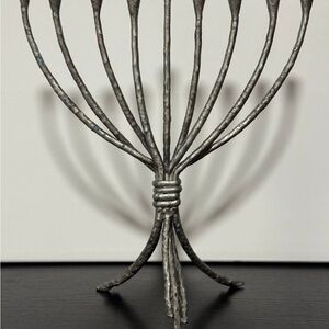 Vintage Handmade Tree of Life Twisted Metal Menorah